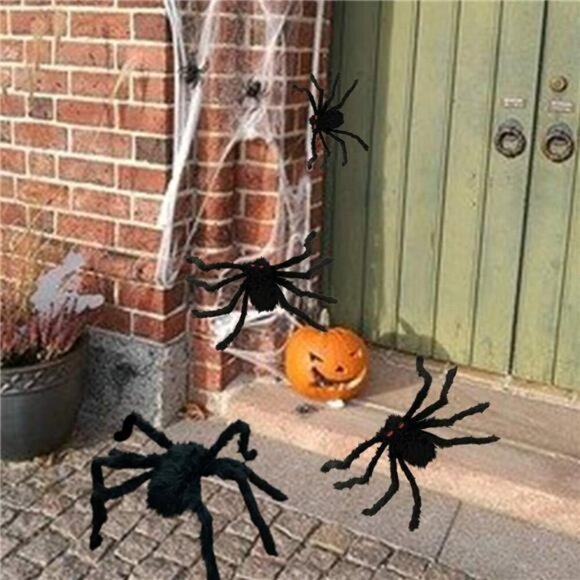4 Pack Halloween Spiders Giant Fake Scary Hairy Spider for Halloween Decorations - Picture 4 of 7